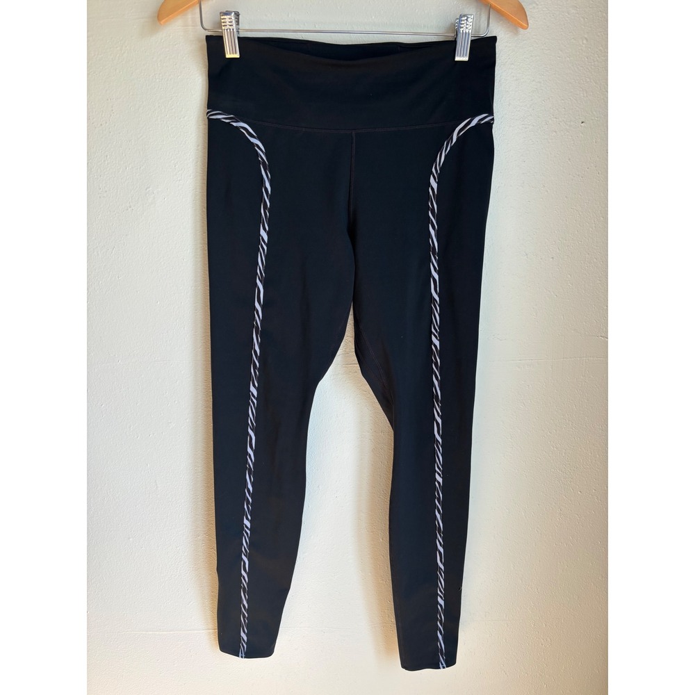 Nike Dri-FIT Womens Black Zebra Stripe Trim Athletic Training Leggings Size M